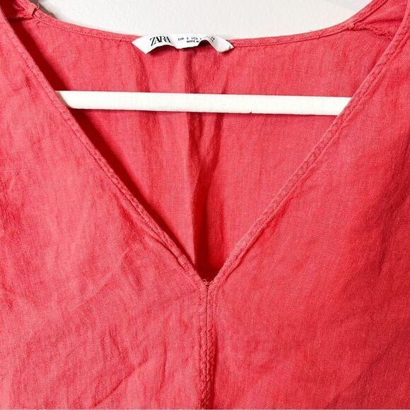 Zara Linen Tunic Pink Top - Picture 5 of 8